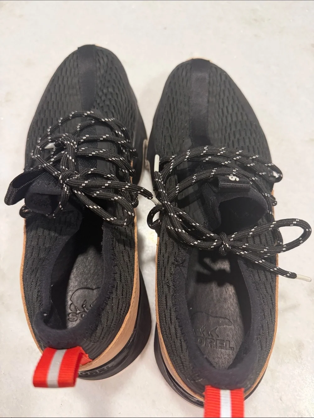 Women’s Black Athletic Sneakers with Tan Accents, VS brand